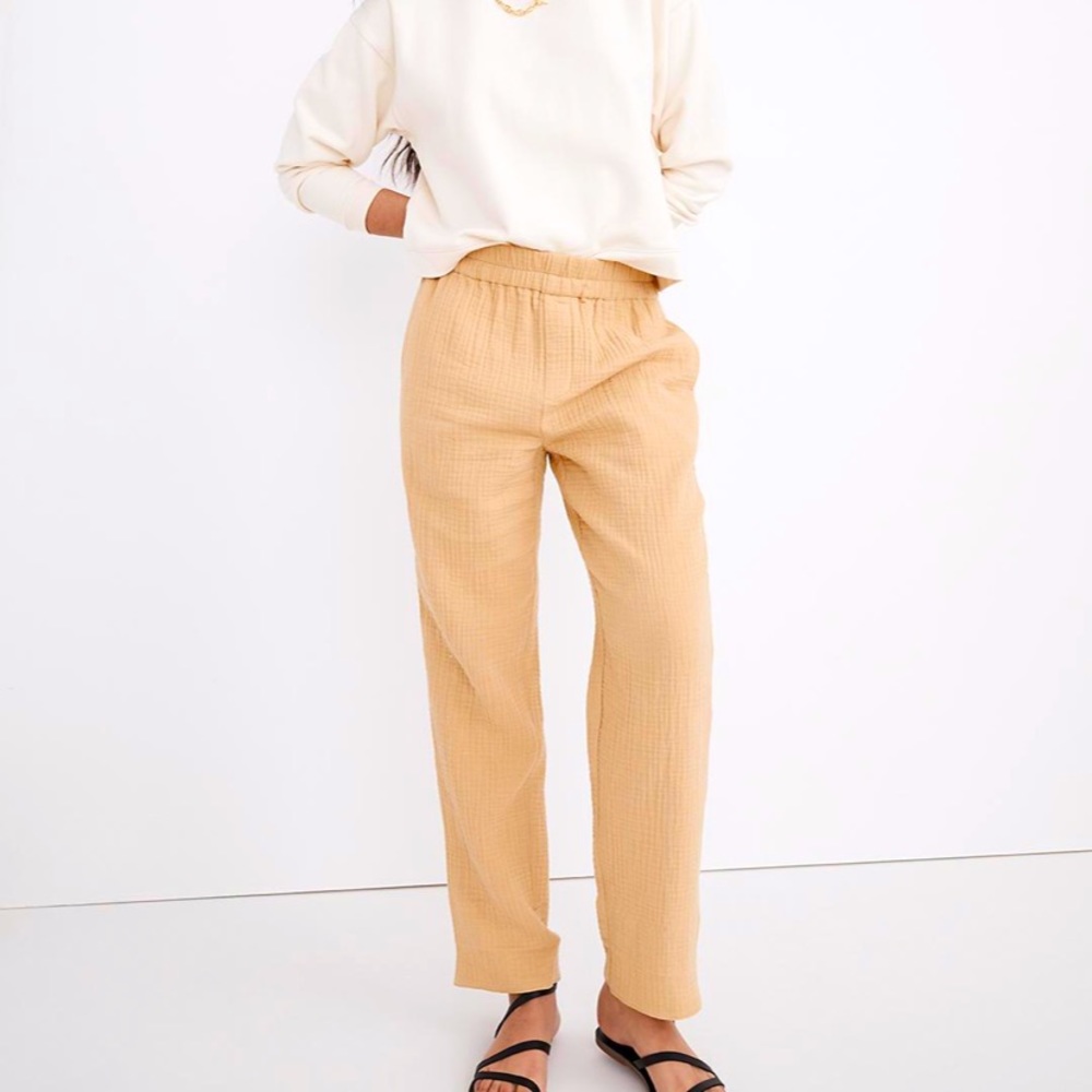 Madewell Lightspun Tapered Huston Pull-On Crop Pants / XX-LARGE / Desert Dune